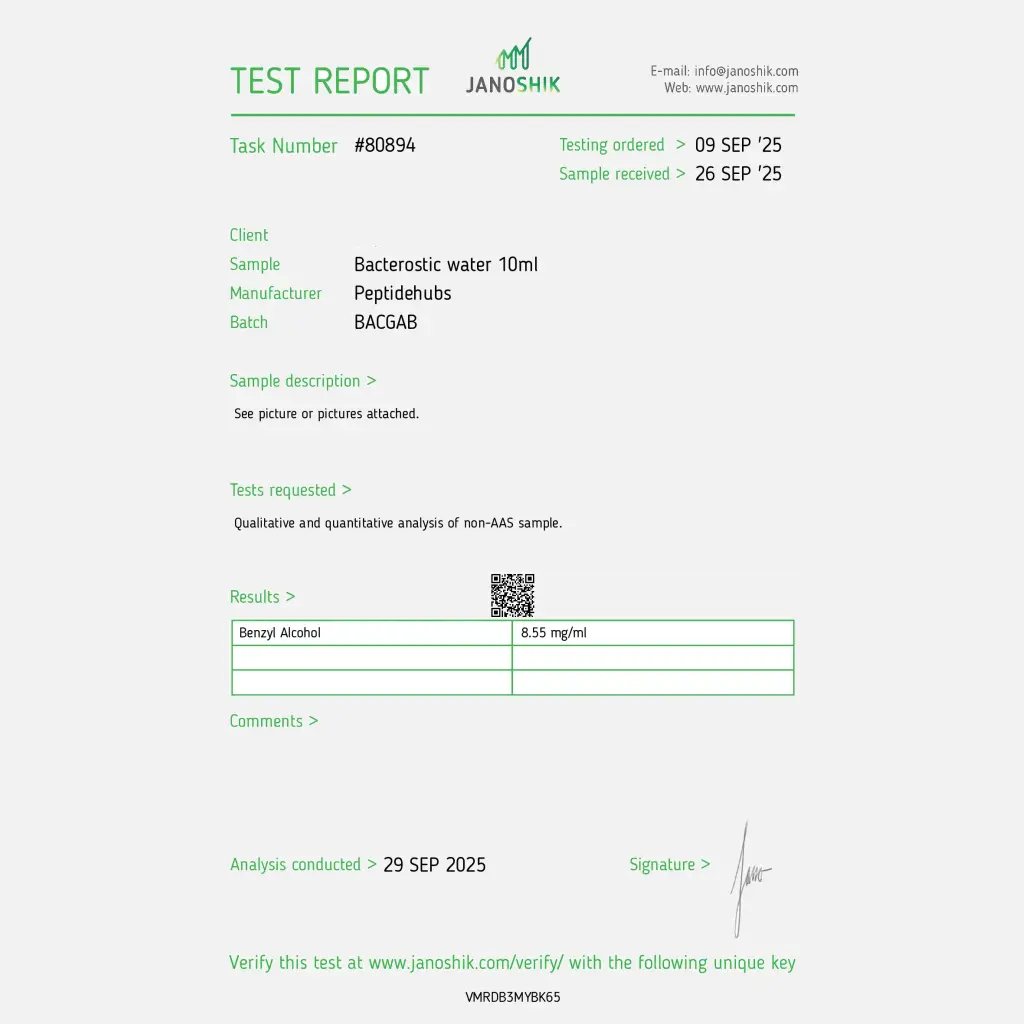 Bacteriostatic Water Peptide Hubs