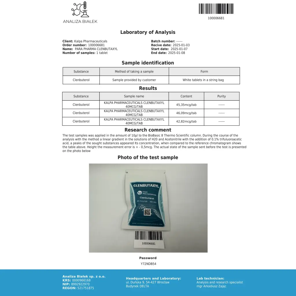 Clenbutaxyl Kalpa Pharmaceuticals LTD, India