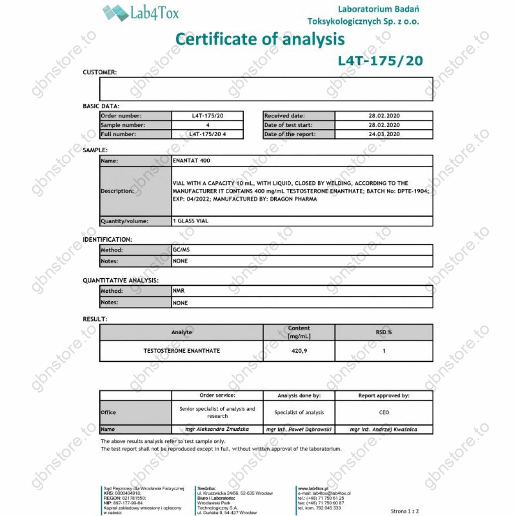 Enantat 400 Dragon Pharma, Europe Enantat 400 Dragon Pharma, Europe