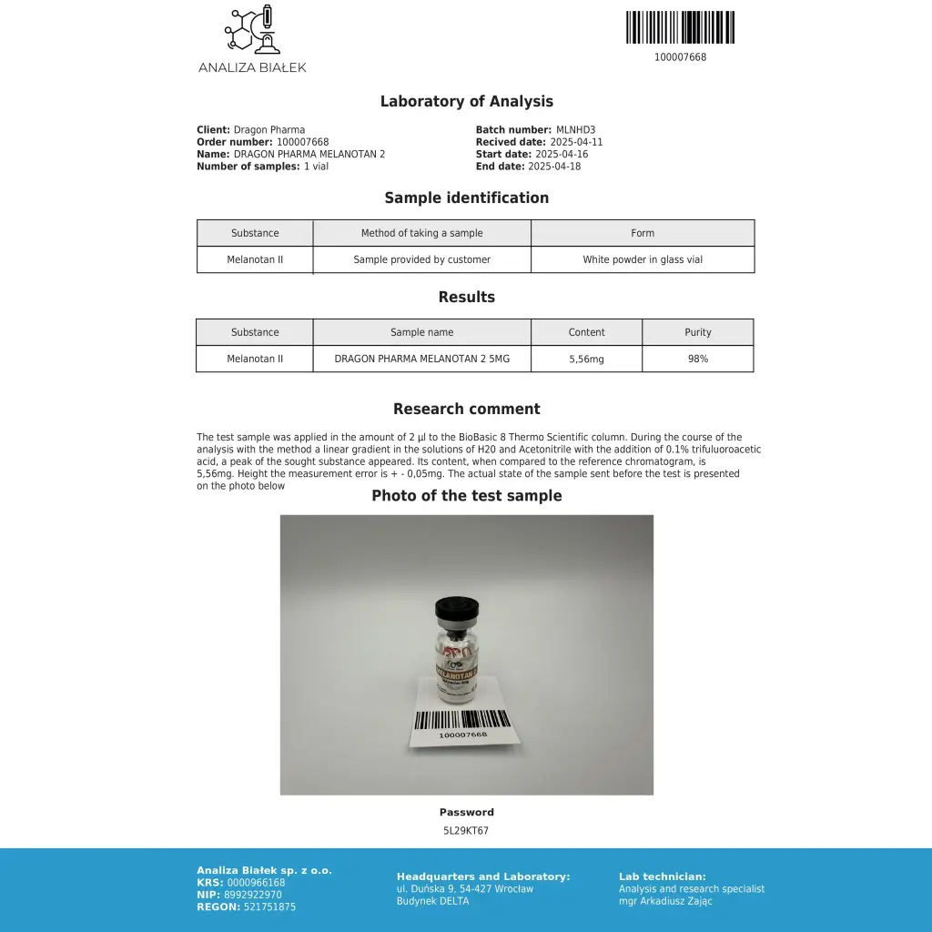 Melanotan 2 (5mg) Dragon Pharma, Europe