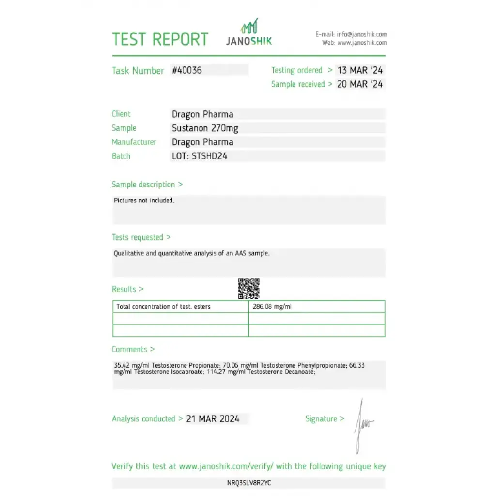 SUSTANON 270 Dragon Pharma, Europe SUSTANON 270 Dragon Pharma, Europe