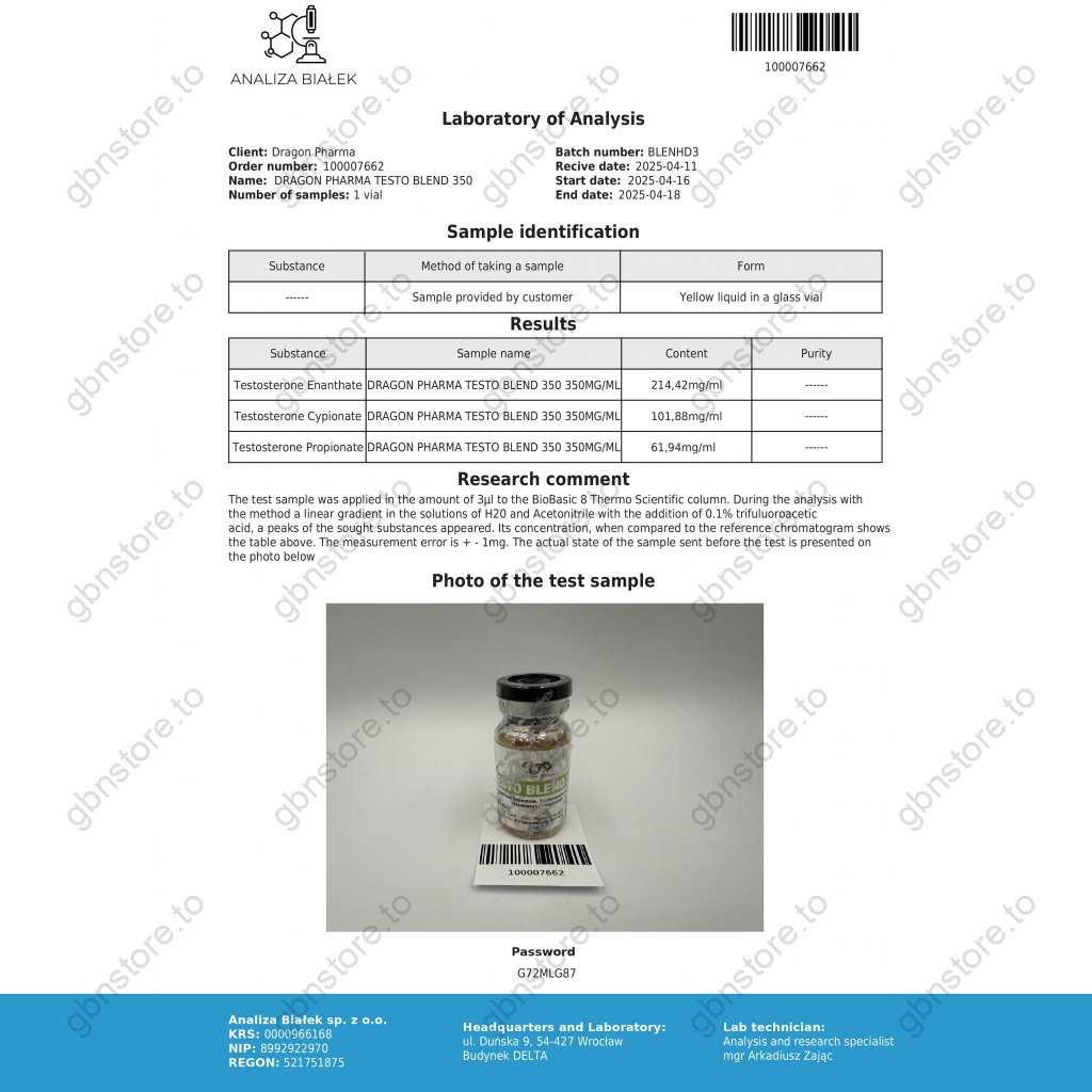Testo Blend 350 Dragon Pharma, Europe Testo Blend 350 Dragon Pharma, Europe